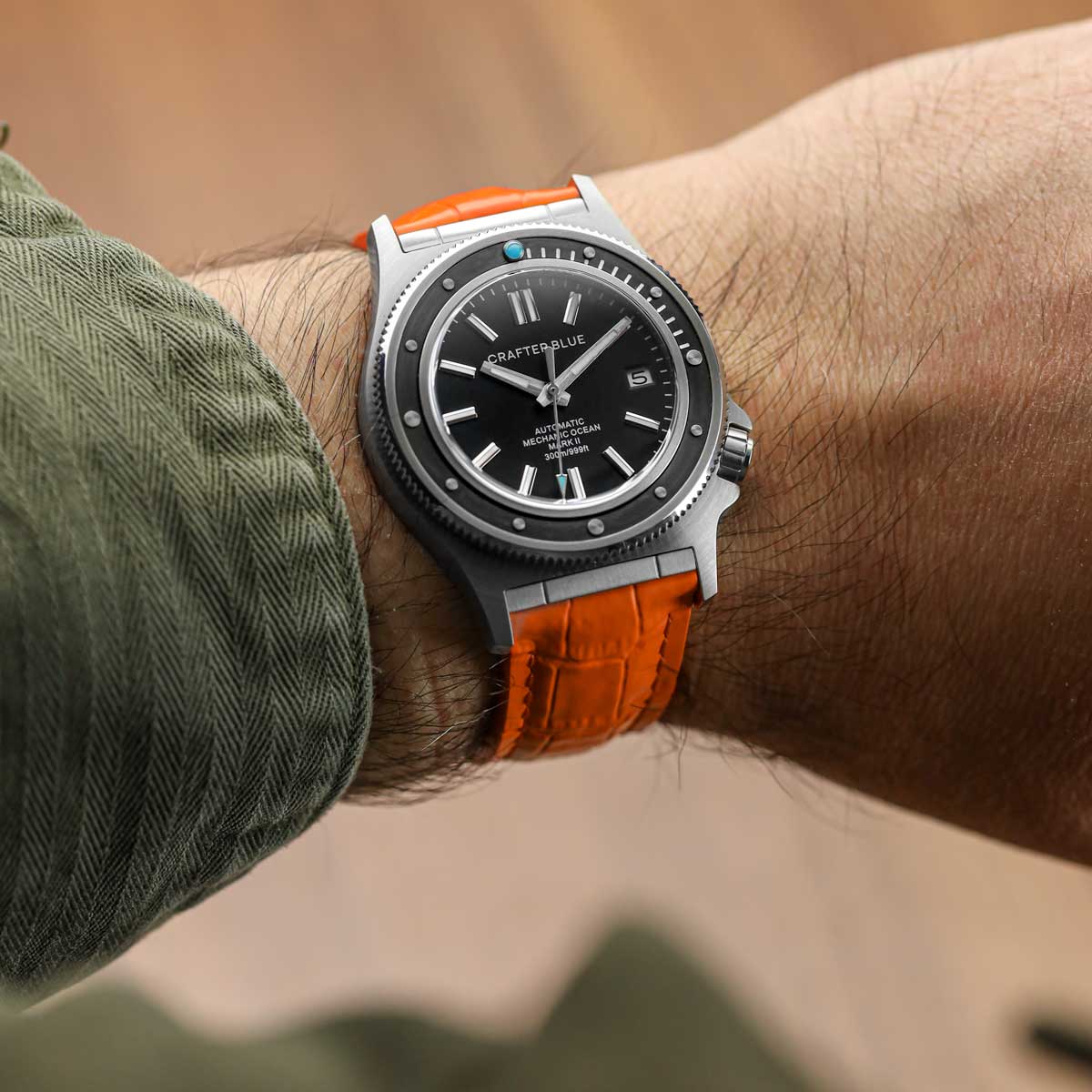 Everglade Alligator Pattern FKM Rubber Strap - Signal Orange