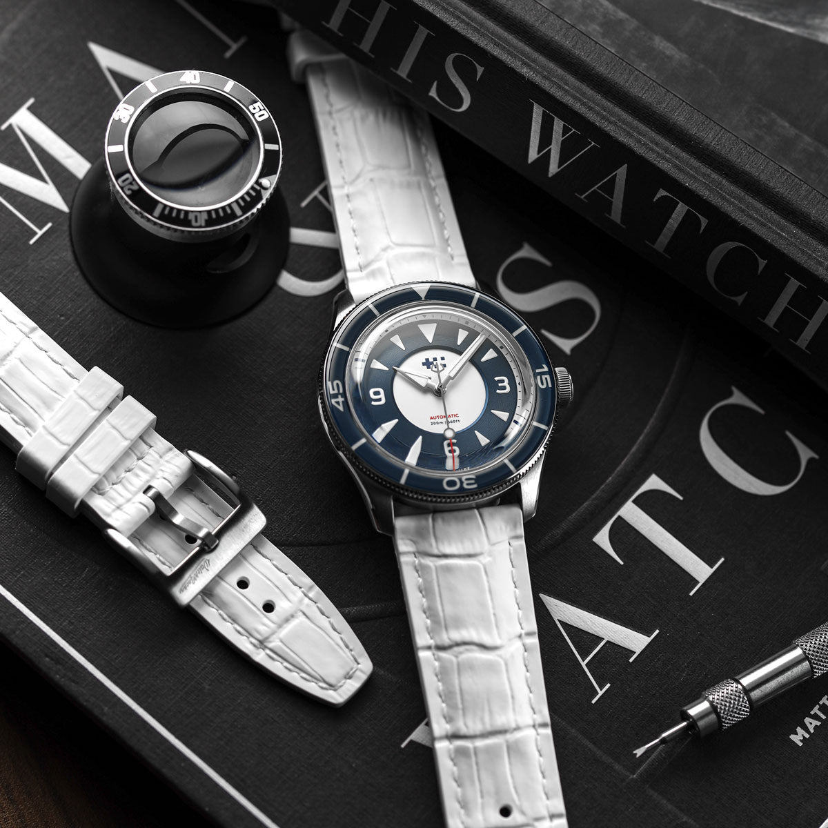 Everglade Alligator Pattern FKM Rubber Strap - Ivory White