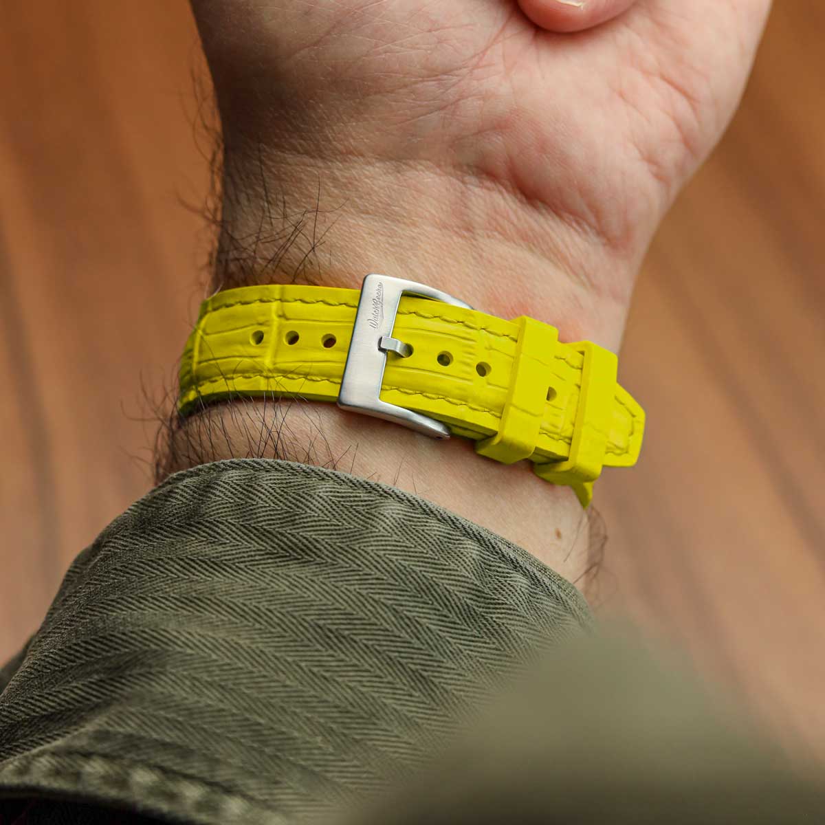 Everglade Alligator Pattern FKM Rubber Strap - Jet Black