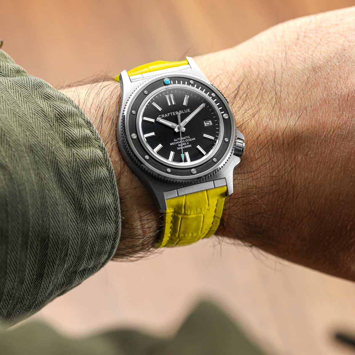 Everglade Alligator Pattern FKM Rubber Strap - Saffron Yellow