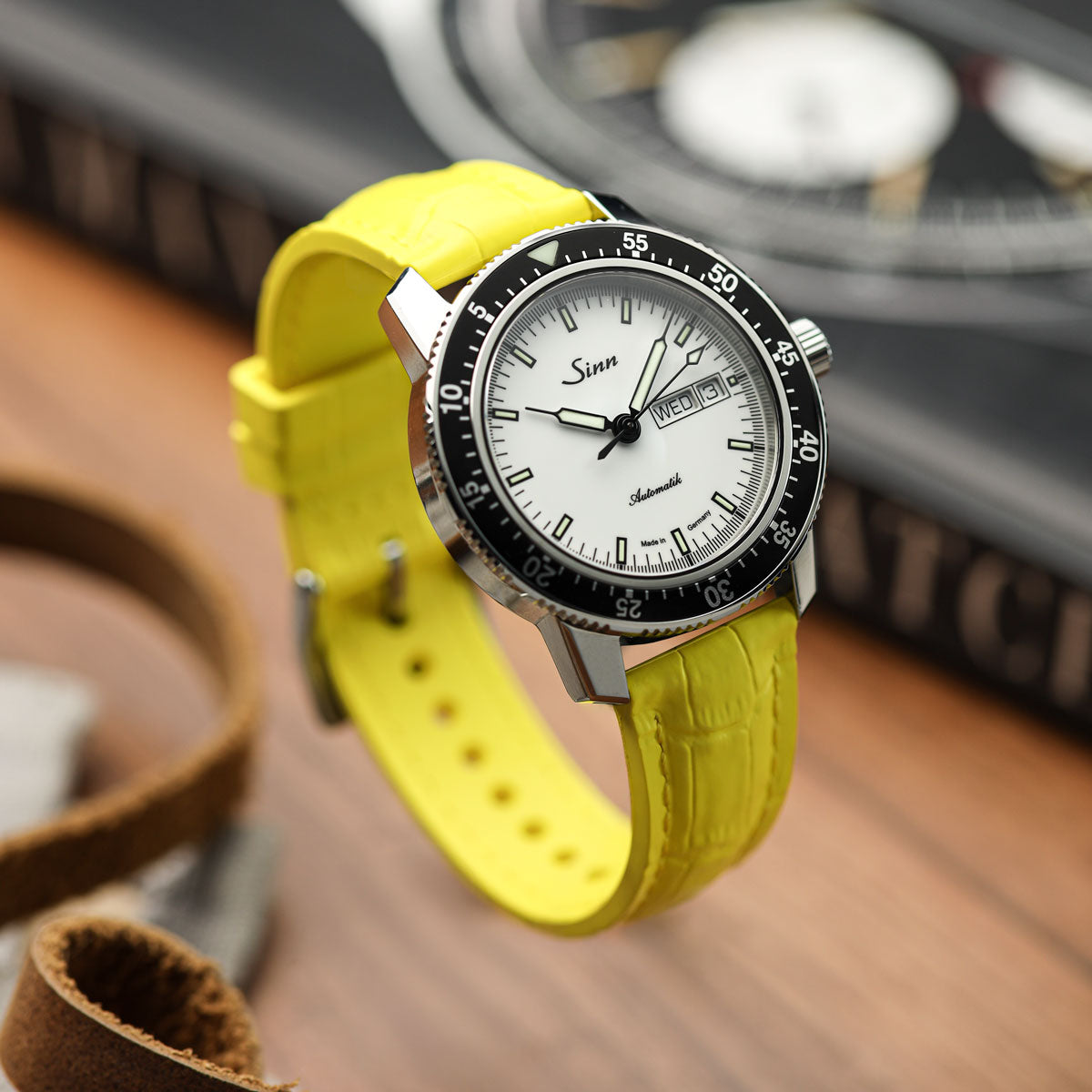 Everglade Alligator Pattern FKM Rubber Strap - Saffron Yellow