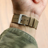 RidgeFlex Two-Piece Military Nylon Watch Strap - Khaki