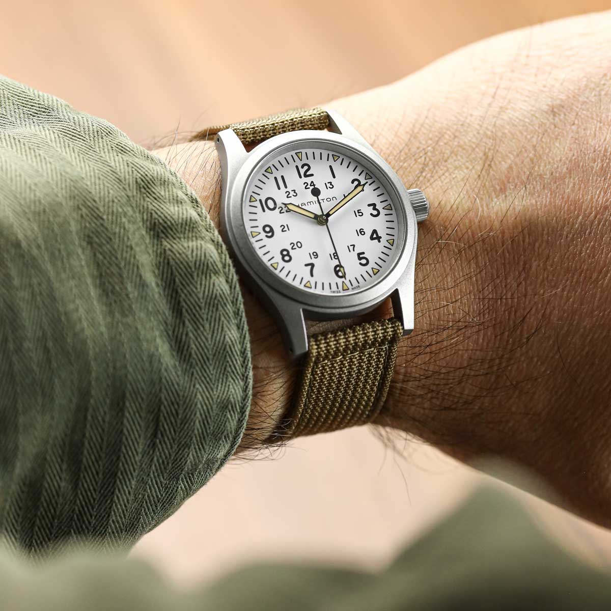 RidgeFlex Two-Piece Military Nylon Watch Strap - Khaki