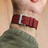 RidgeFlex Two-Piece Military Nylon Watch Strap - Burgundy