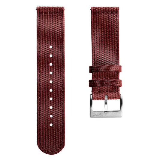 RidgeFlex Two-Piece Military Nylon Watch Strap - Burgundy