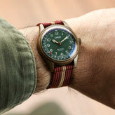 RidgeFlex Two-Piece Military Nylon Watch Strap - Burgundy / Beige