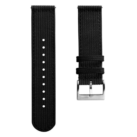 RidgeFlex Two-Piece Military Nylon Watch Strap - Black
