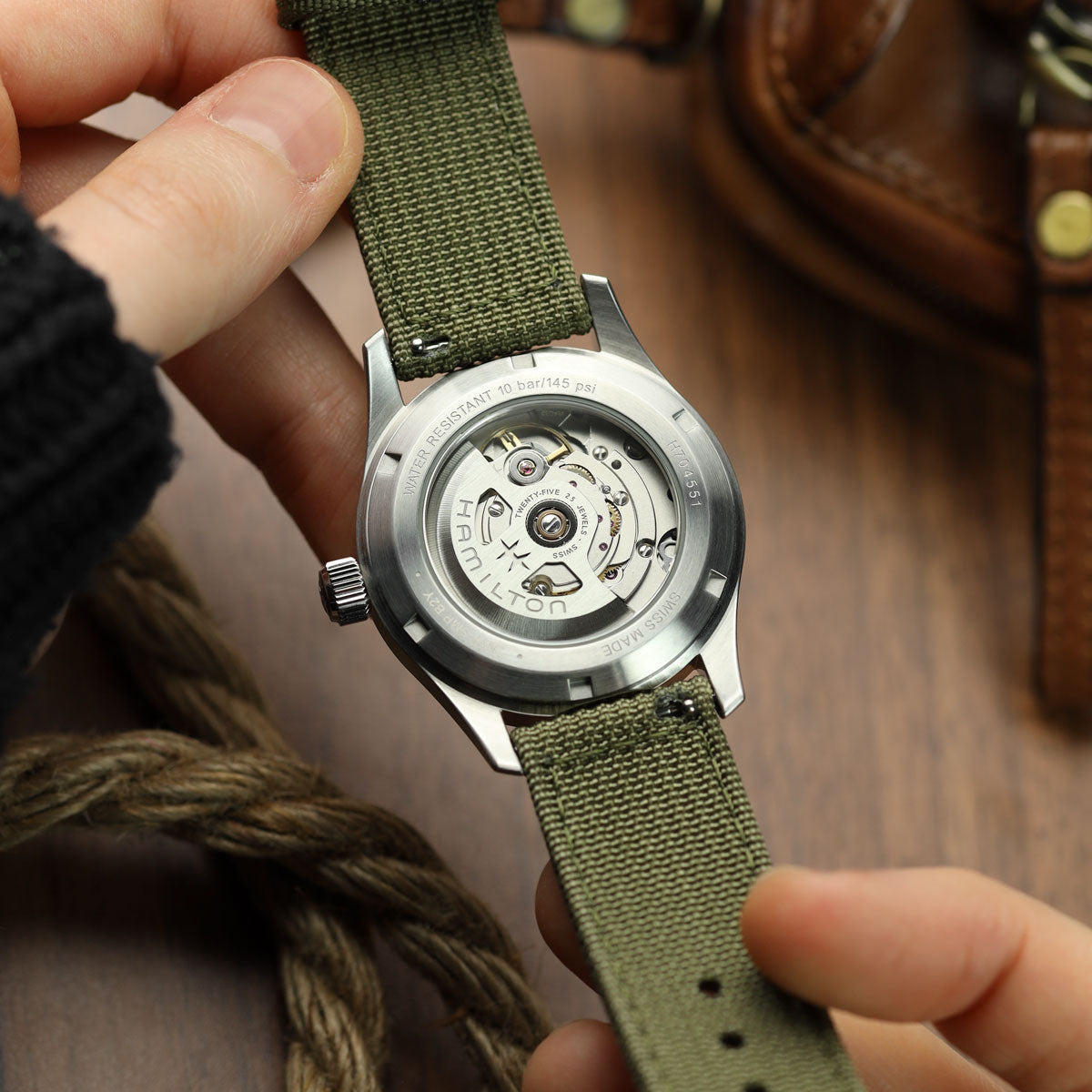 RidgeFlex Two-Piece Military Nylon Watch Strap - Army Green