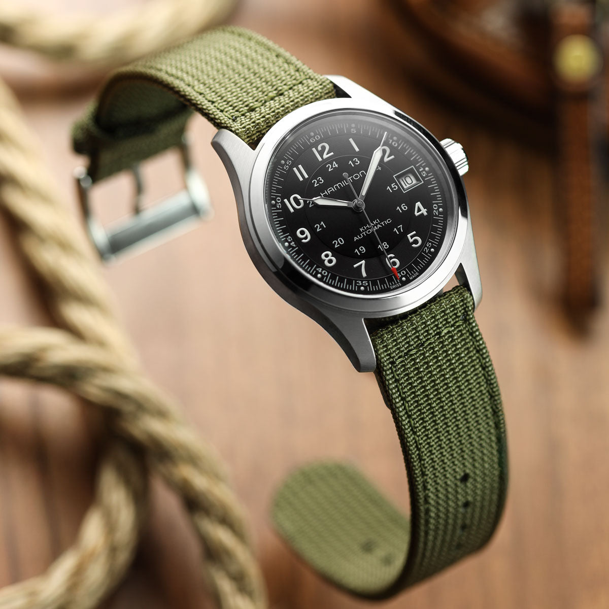 RidgeFlex Two-Piece Military Nylon Watch Strap - Army Green