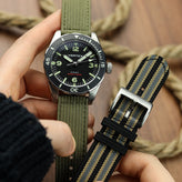 RidgeFlex Two-Piece Military Nylon Watch Strap - Army Green