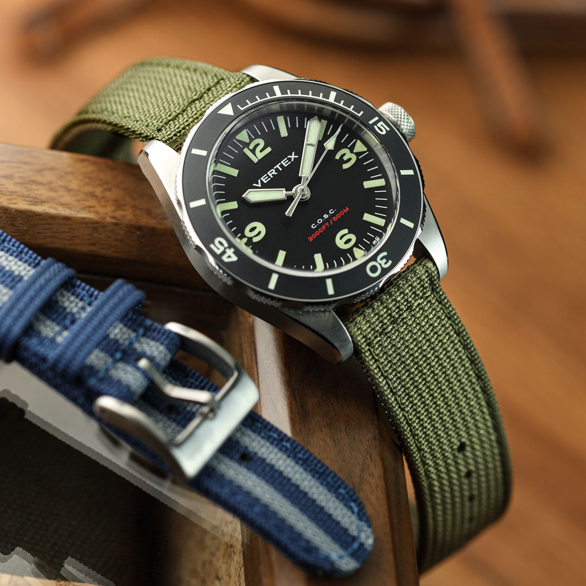 RidgeFlex Two-Piece Military Nylon Watch Strap - Army Green