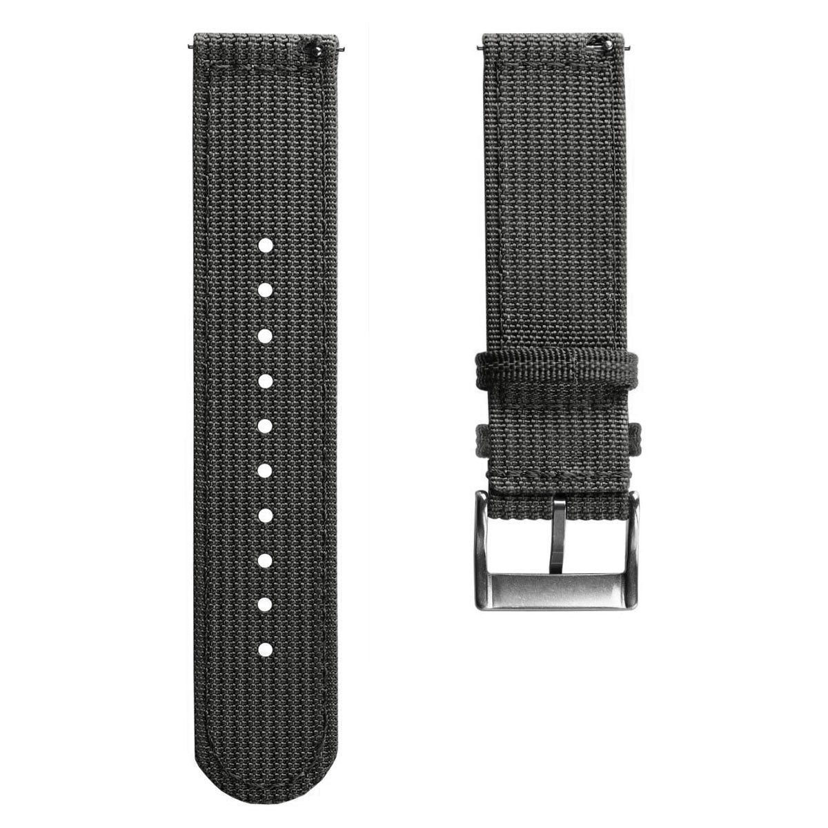 RidgeFlex Two-Piece Military Nylon Watch Strap - Dark Grey