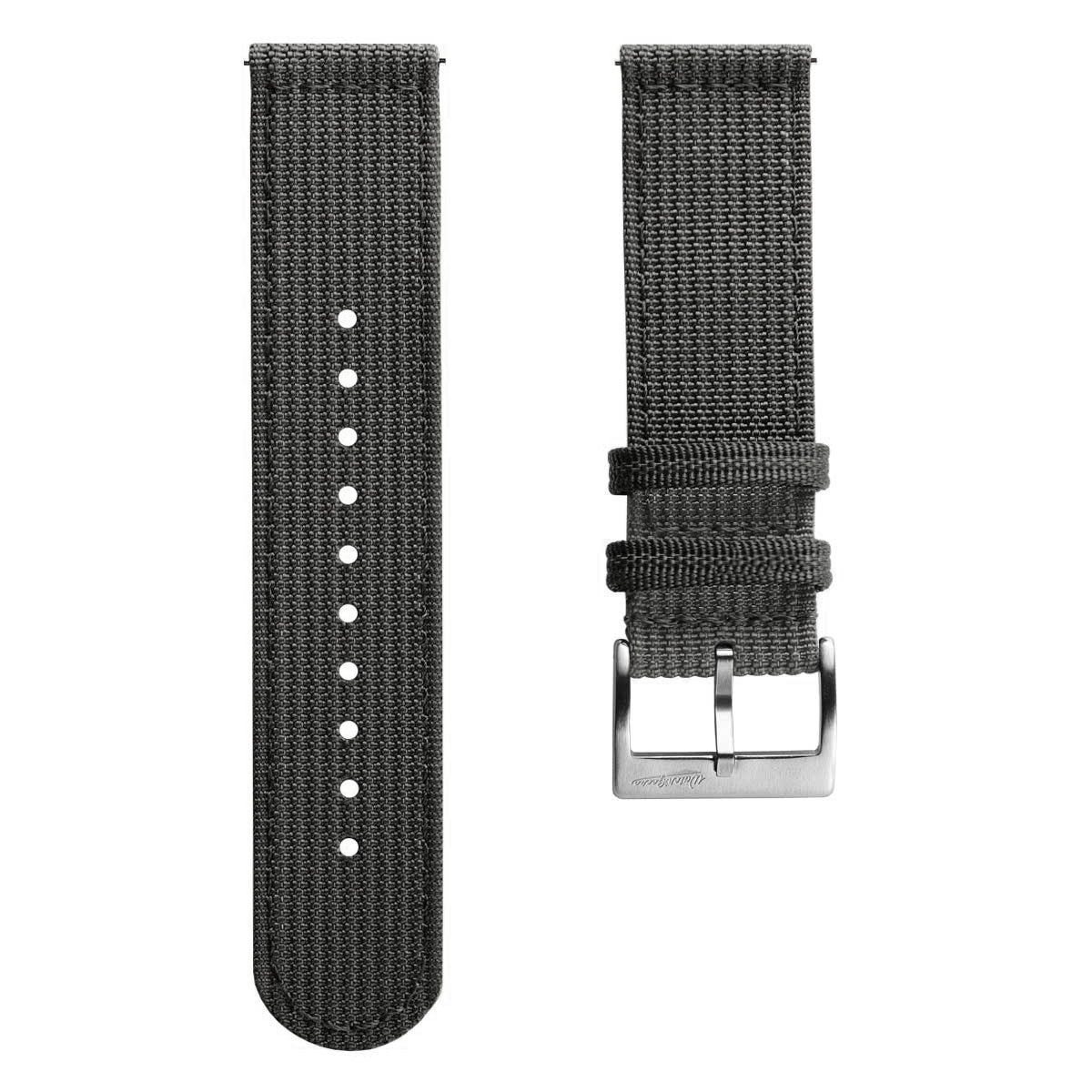 RidgeFlex Two-Piece Military Nylon Watch Strap - Dark Grey