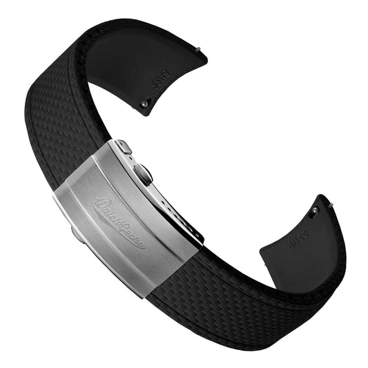 HydraWeave CTS Curved End Rubber Deployant Watch Strap - Abyss Black