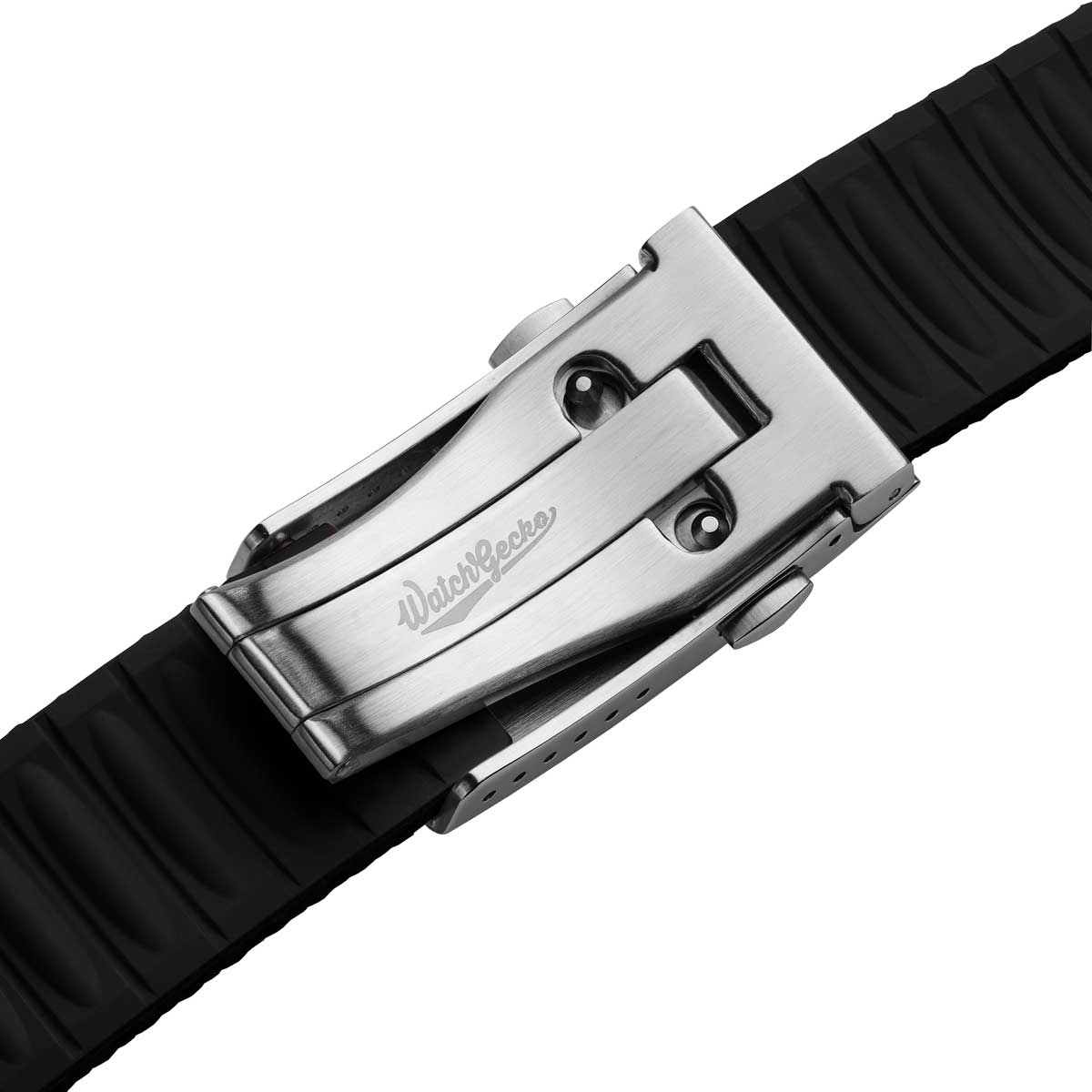 HydraWeave CTS Curved End Rubber Deployant Watch Strap - Abyss Black