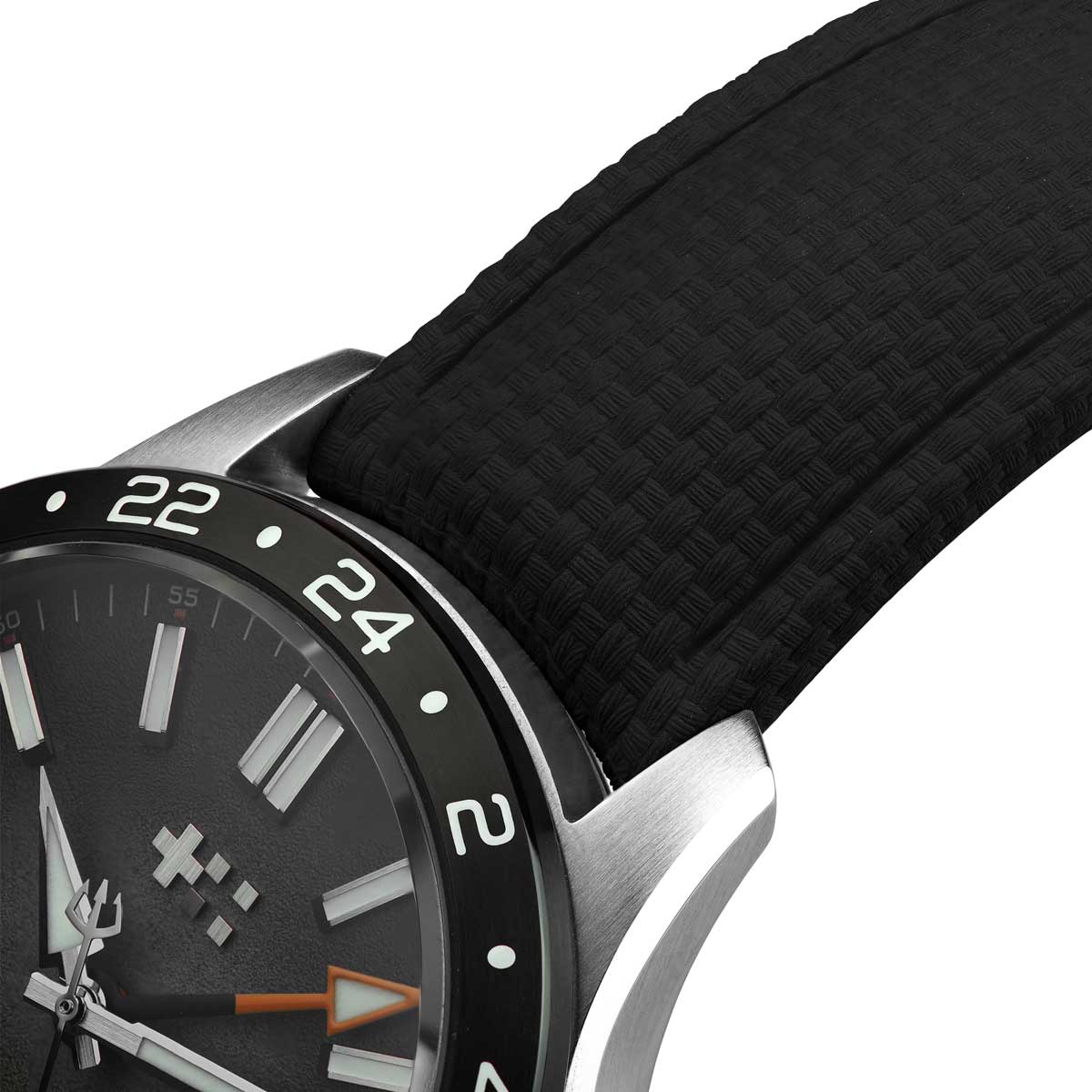 HydraWeave CTS Curved End Rubber Deployant Watch Strap - Abyss Black