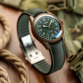 HydraWeave CTS Curved End Rubber Deployant Watch Strap - Forest Green
