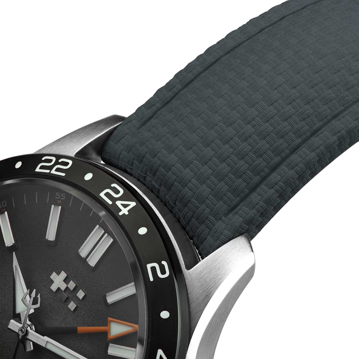 HydraWeave CTS Curved End Rubber Deployant Watch Strap - Storm Grey