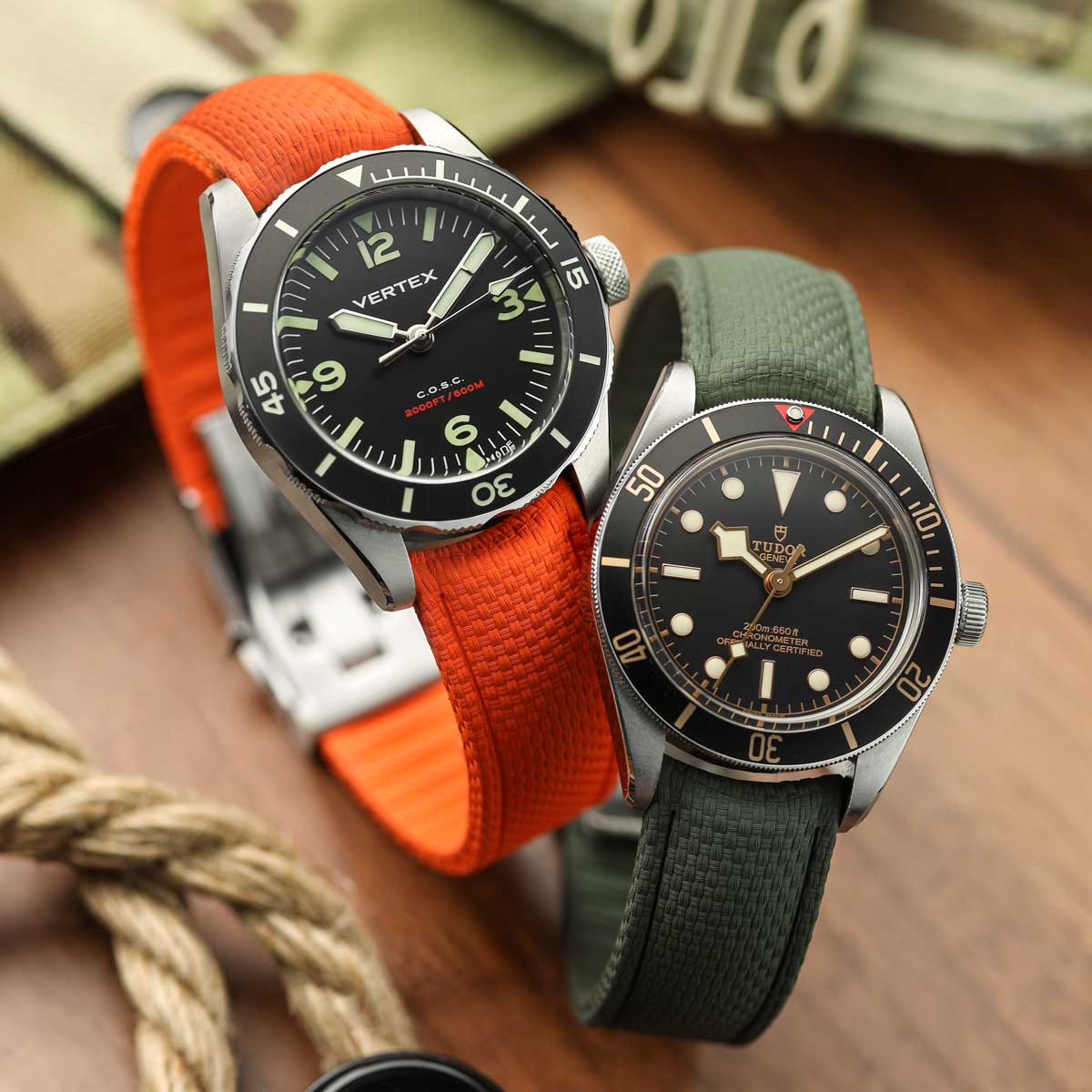 HydraWeave CTS Curved End Rubber Deployant Watch Strap - Forest Green