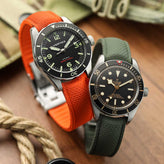 HydraWeave CTS Curved End Rubber Deployant Watch Strap - Forest Green