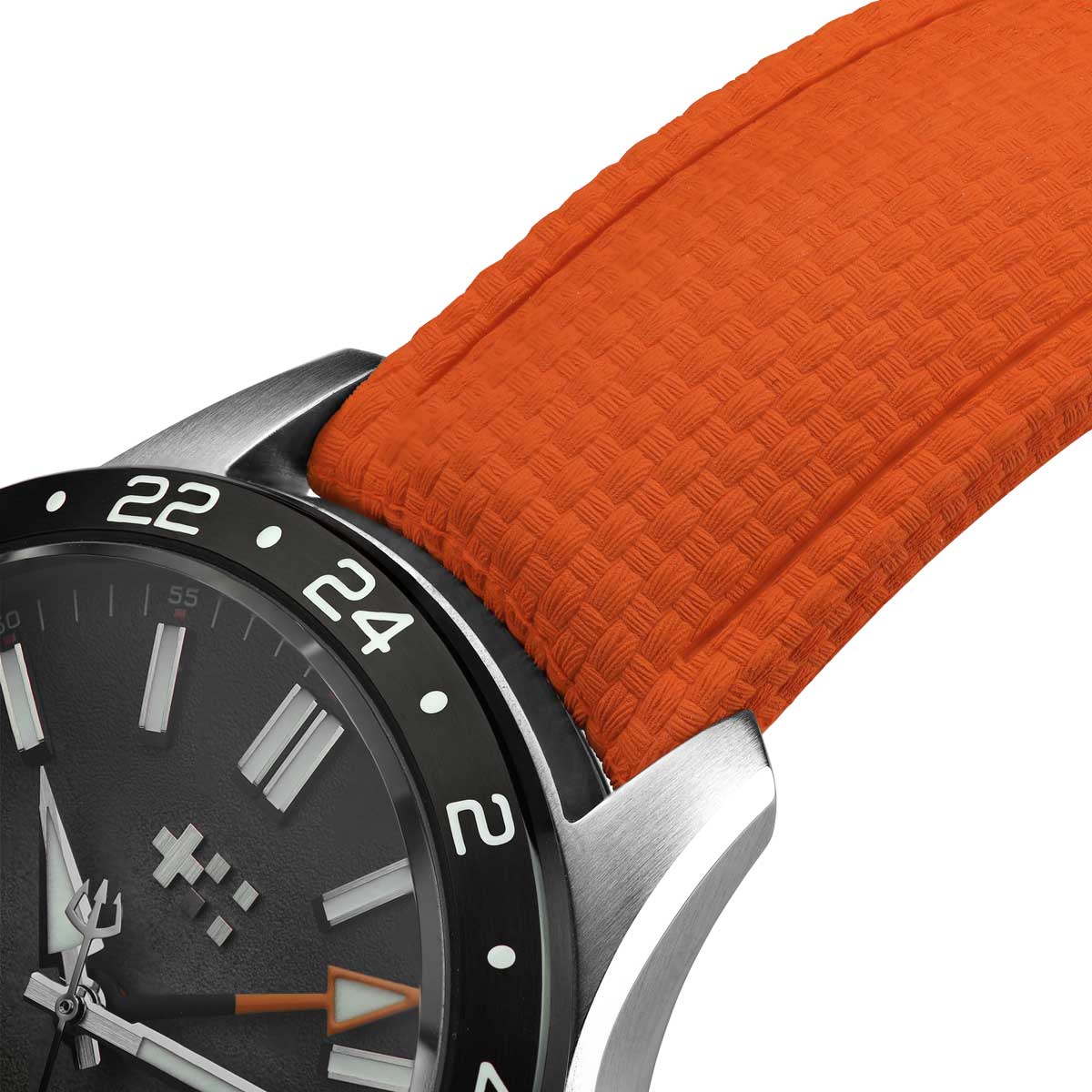 HydraWeave CTS Curved End Rubber Deployant Watch Strap - Sunset Orange