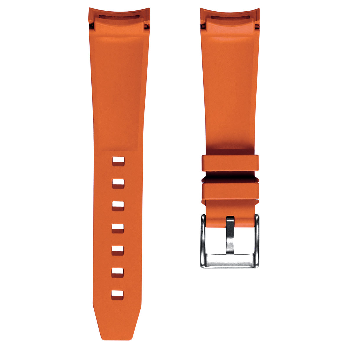 WatchGecko Curved Ends Rubber Watch Strap - Orange | WatchGecko