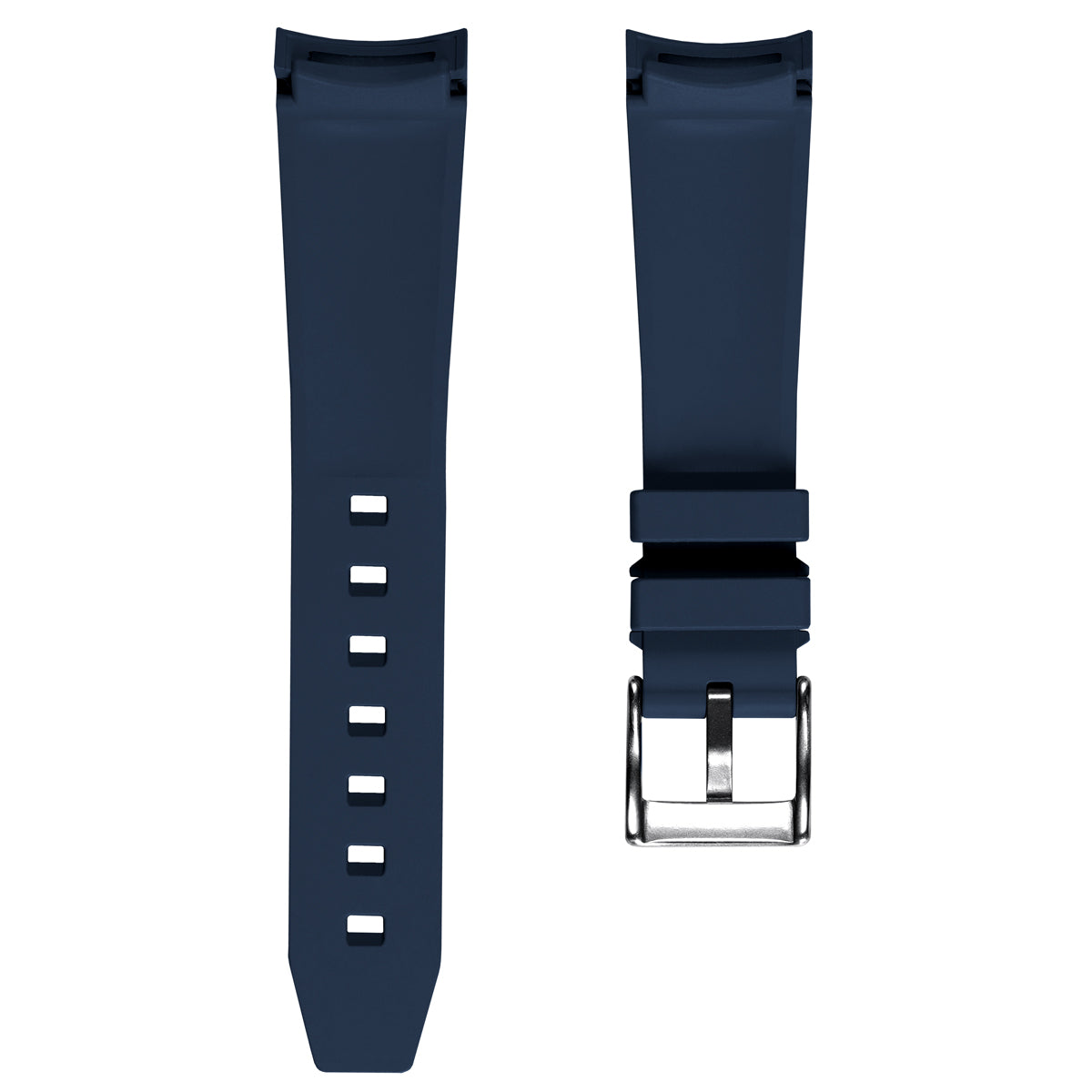 WatchGecko 41mm Tudor Black Bay Style Rubber Watch Strap Blue