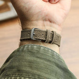Handmade Two-Piece Canvas Watch Strap - Field Khaki