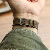 WatchGecko Two-Piece Canvas Watch Strap - Brown
