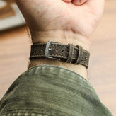 Handmade Two-Piece Canvas Watch Strap - Ranger Brown