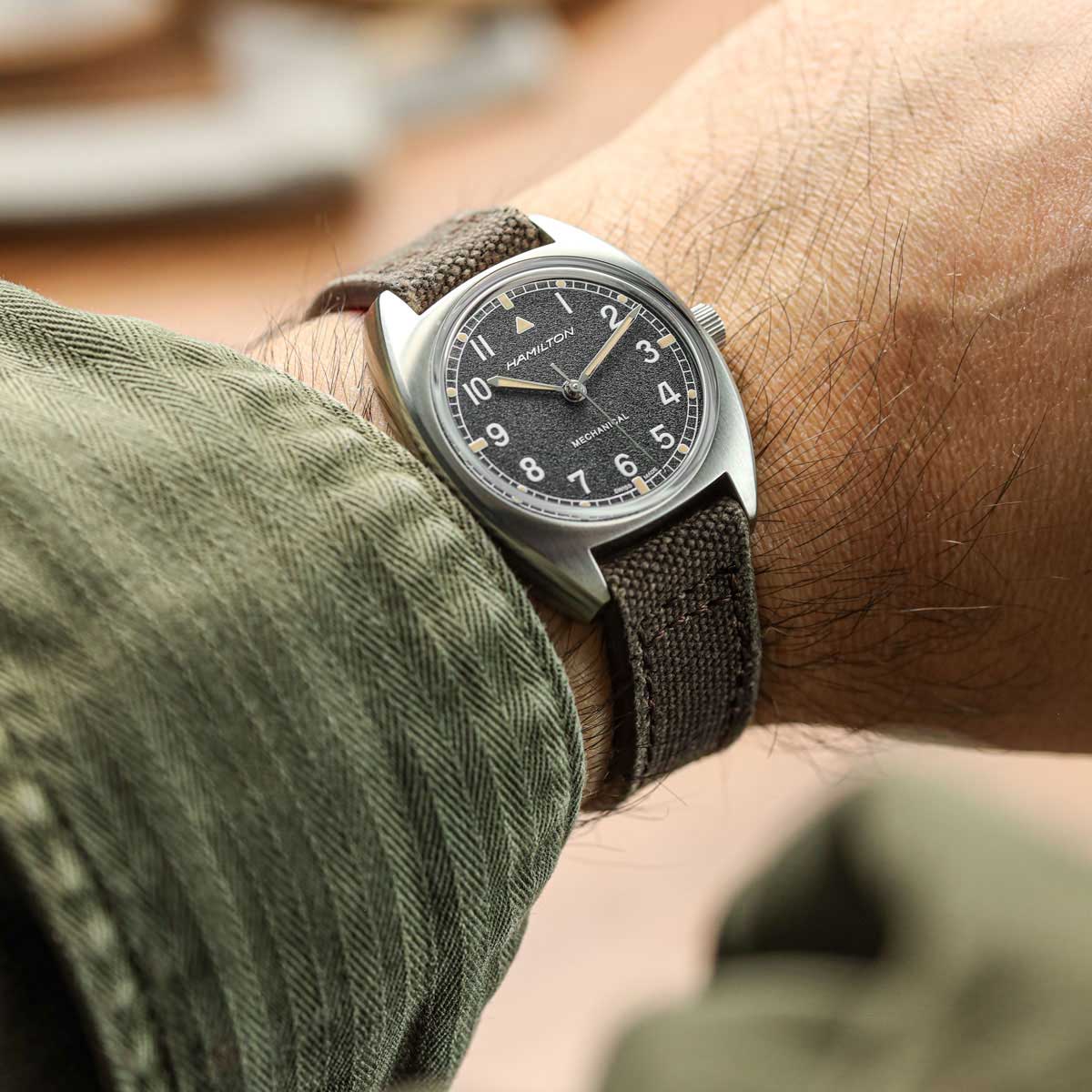 Handmade Two-Piece Canvas Watch Strap - Ranger Brown
