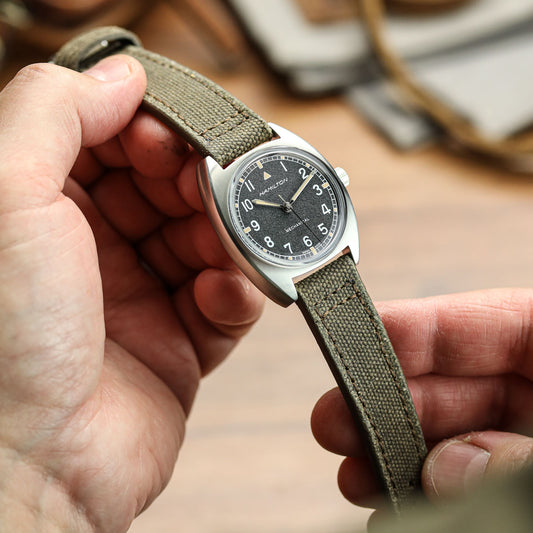 Handmade Two-Piece Canvas Watch Strap - Ranger Brown