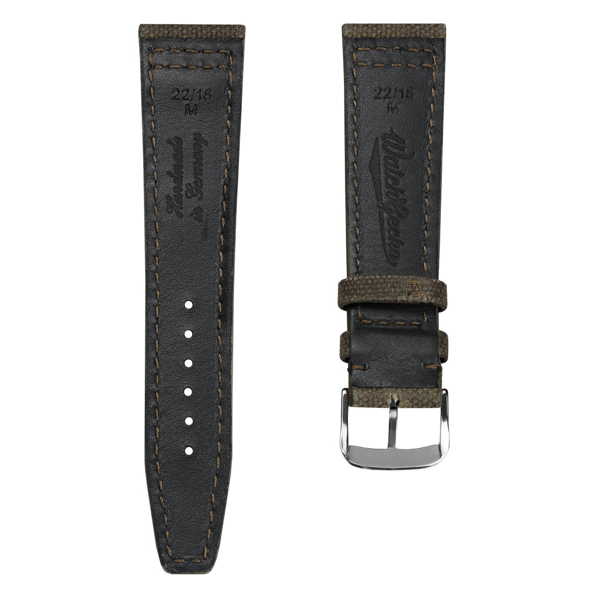 Handmade Two-Piece Canvas Watch Strap - Ranger Brown