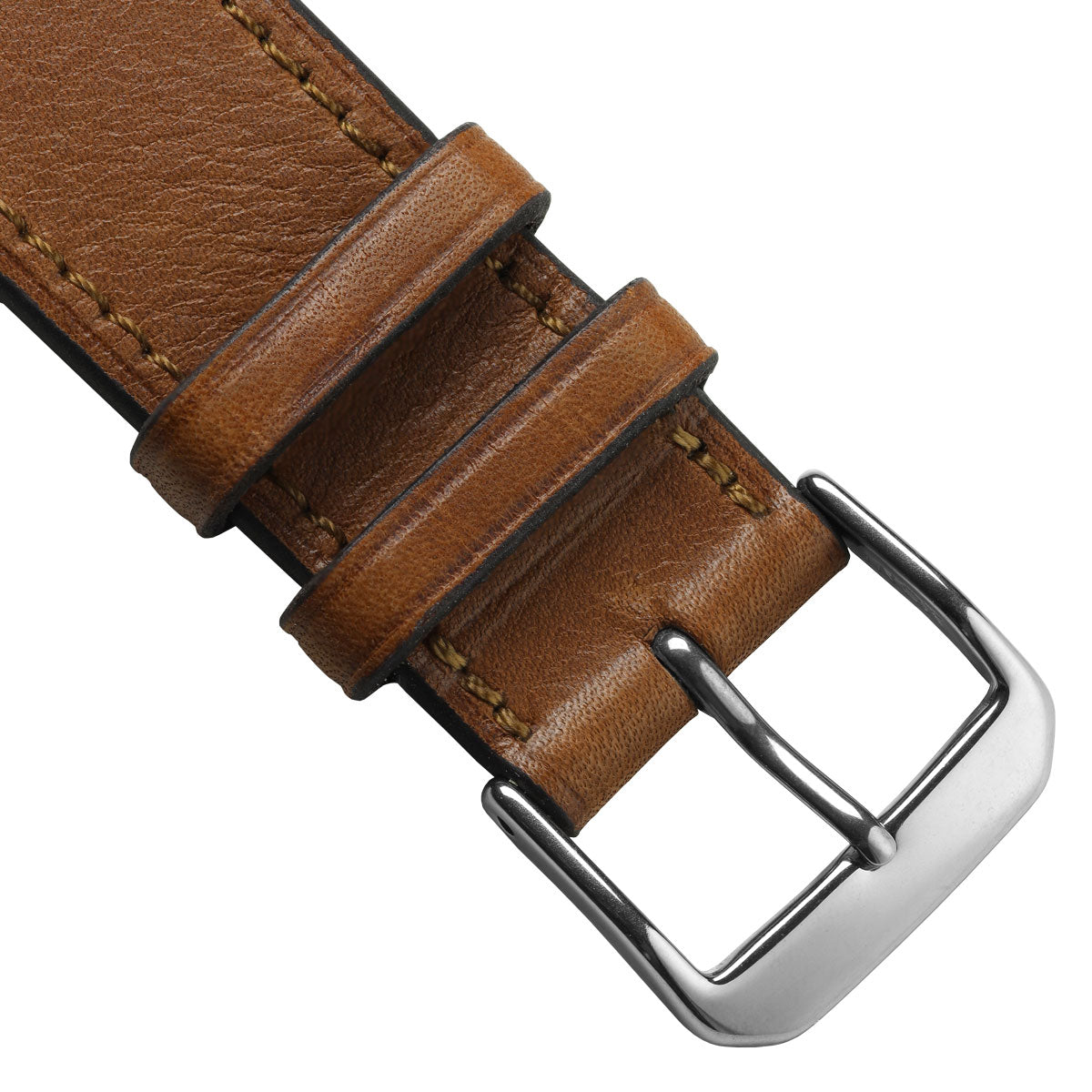 Handmade and Handstiched Leather Watch Strap - Cognac
