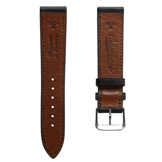 Handmade and Handstiched Leather Watch Strap - Black