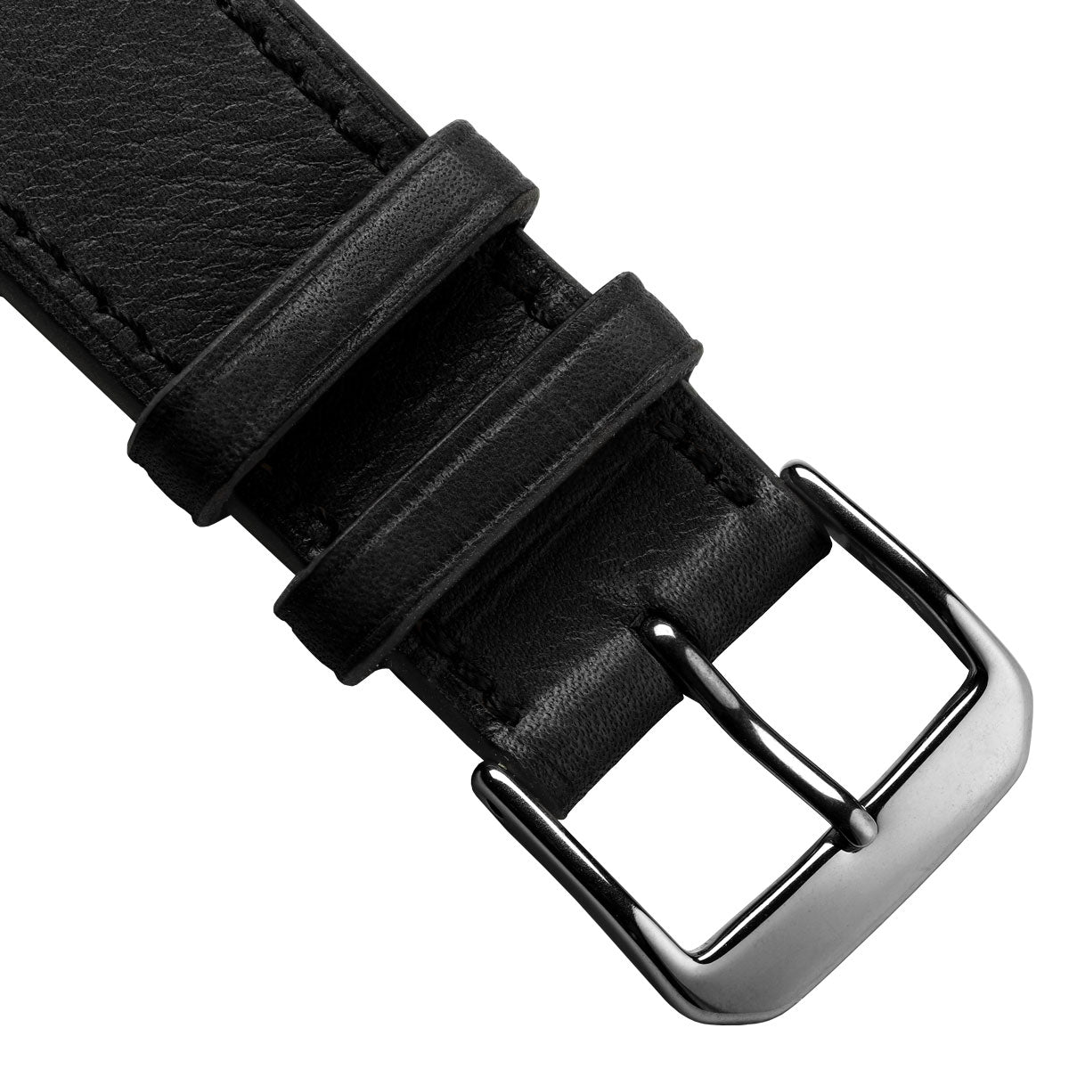 Handmade and Handstiched Leather Watch Strap - Black