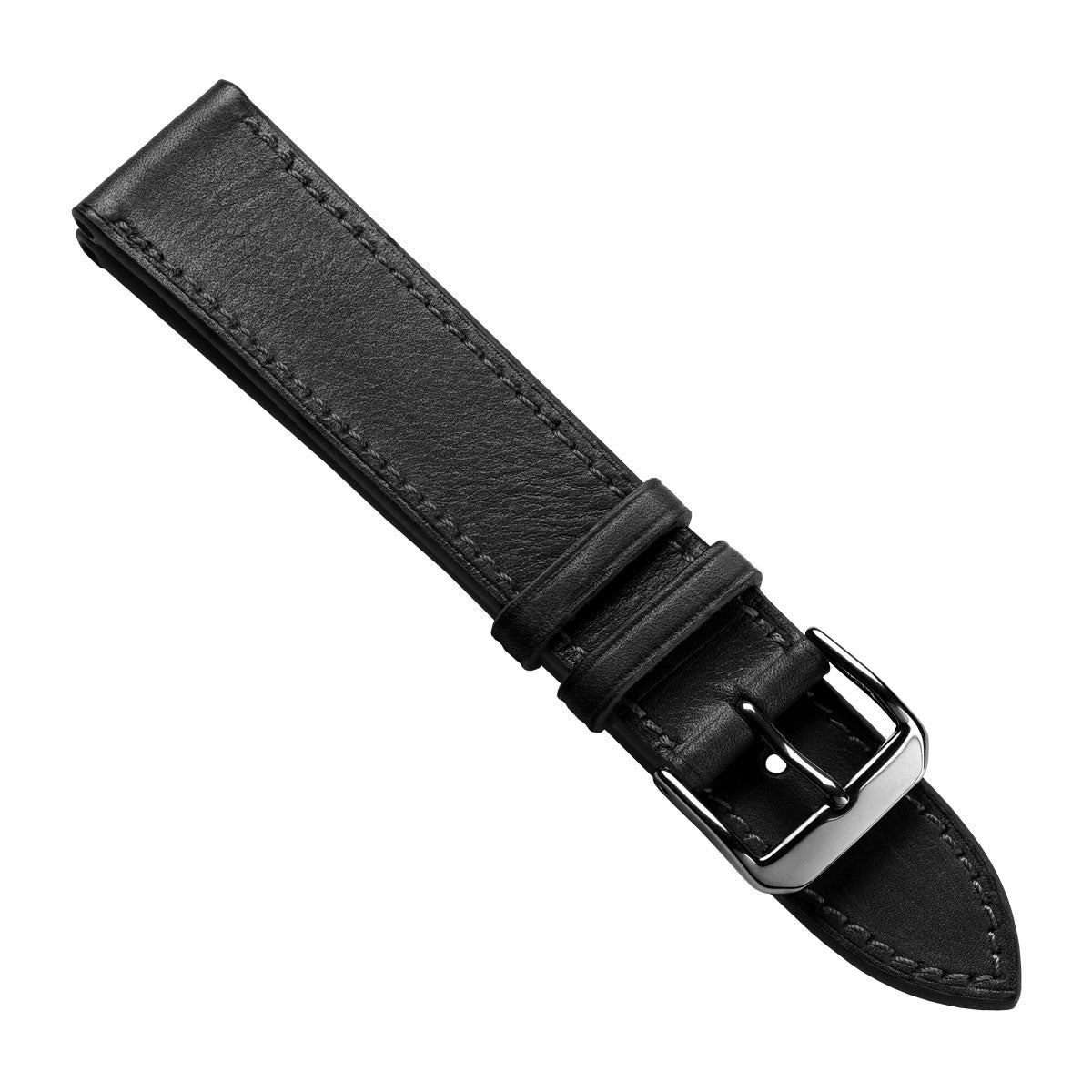 Handmade and Handstiched Leather Watch Strap - Black