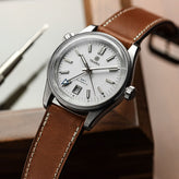 Camden Handmade and Handstitched French Leather Watch Strap - Cognac / White Stitching