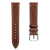 Camden Handmade and Handstitched French Leather Watch Strap - Cognac / White Stitching