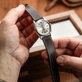 Camden Handmade and Handstitched French Leather Watch Strap - Mocha / White Stitching