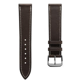Camden Handmade and Handstitched French Leather Watch Strap - Mocha / White Stitching