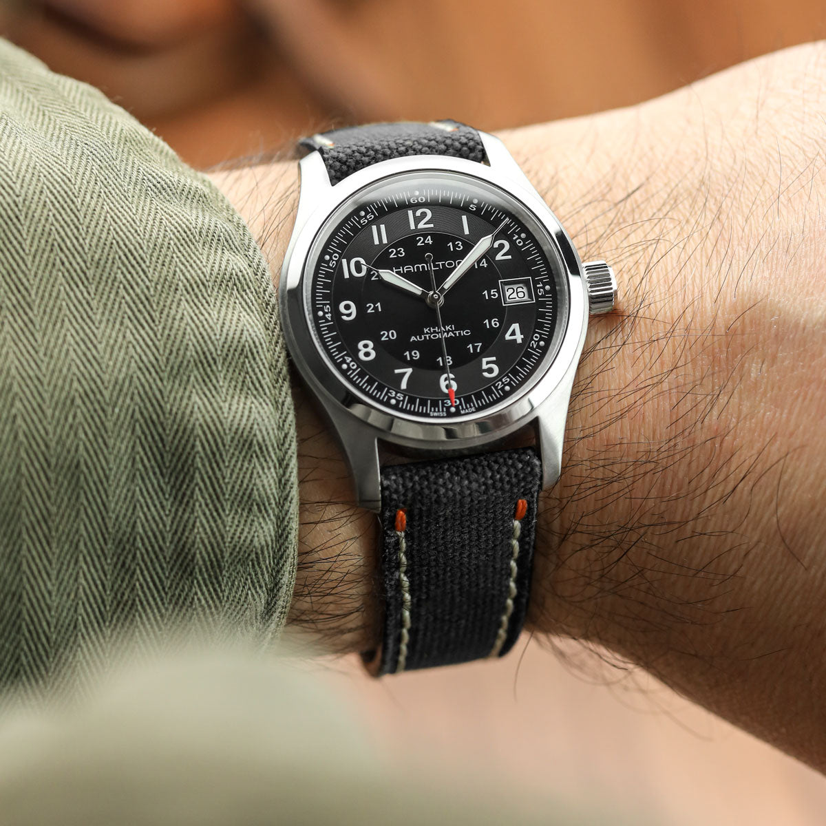 Vector-X1 Canvas Watch Strap Aircraft Buckle - Stealth Black