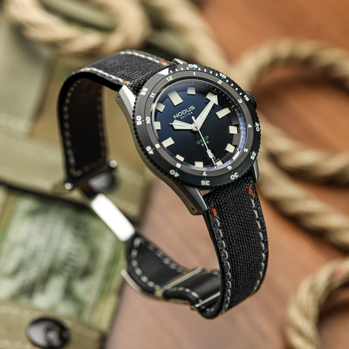 Vector-X1 Canvas Watch Strap Aircraft Buckle - Stealth Black