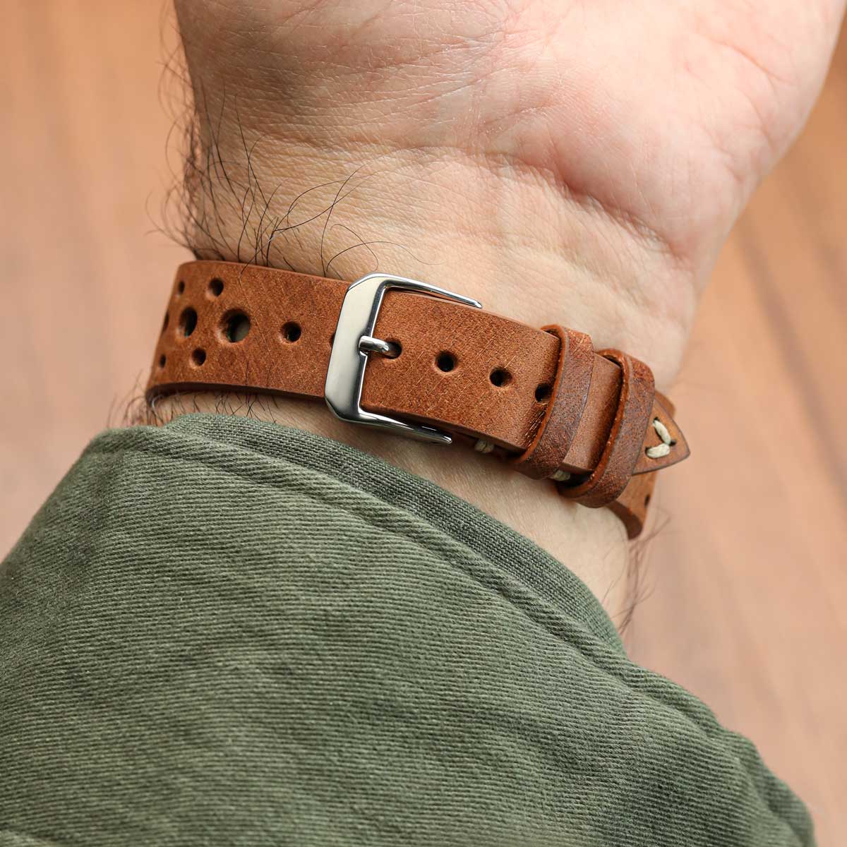 Cortez Vintage Racing Genuine Leather Watch Strap - Mahogany