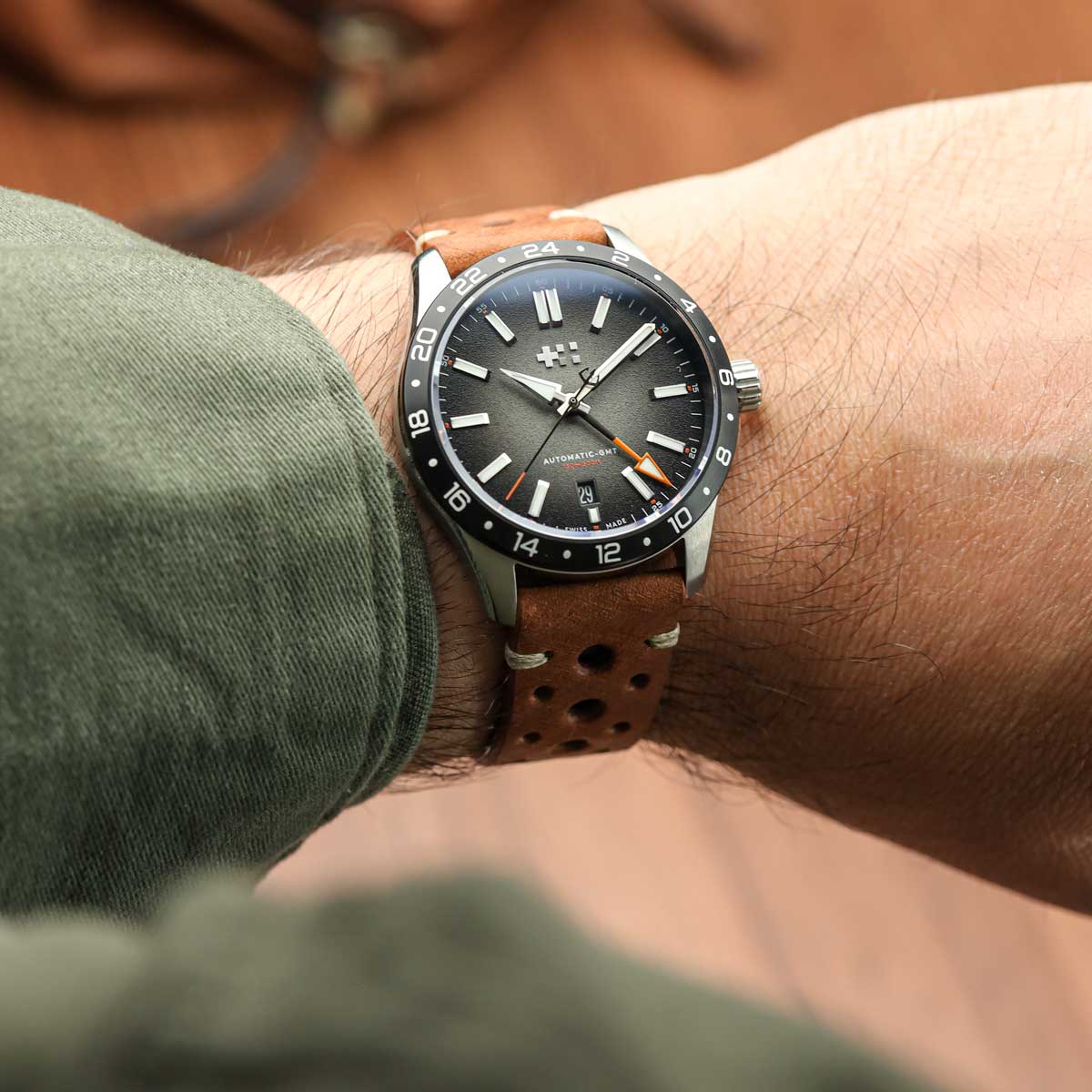 Cortez Vintage Racing Genuine Leather Watch Strap - Mahogany