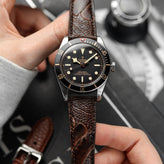 Ostrich Leg Leather Watch Strap - Brown on Tudor BB58