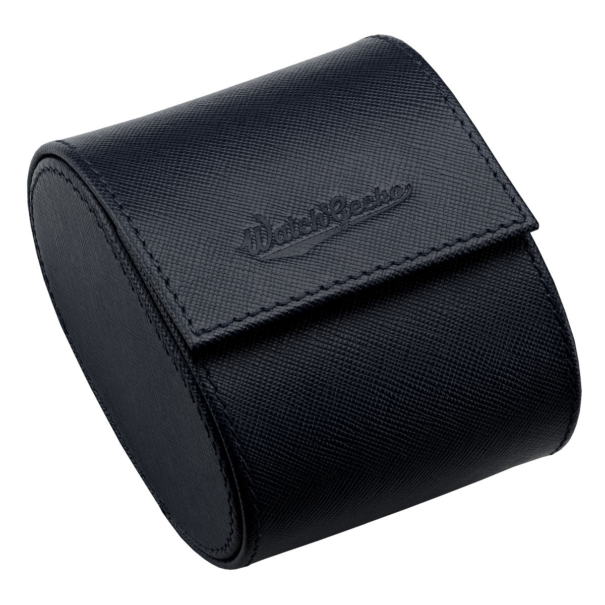 WatchGecko Single Leather Watch Case - Navy Blue / Orange