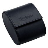WatchGecko Single Leather Watch Case - Navy Blue / Orange