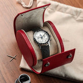 WatchGecko Single Leather Watch Case - Green / Beige