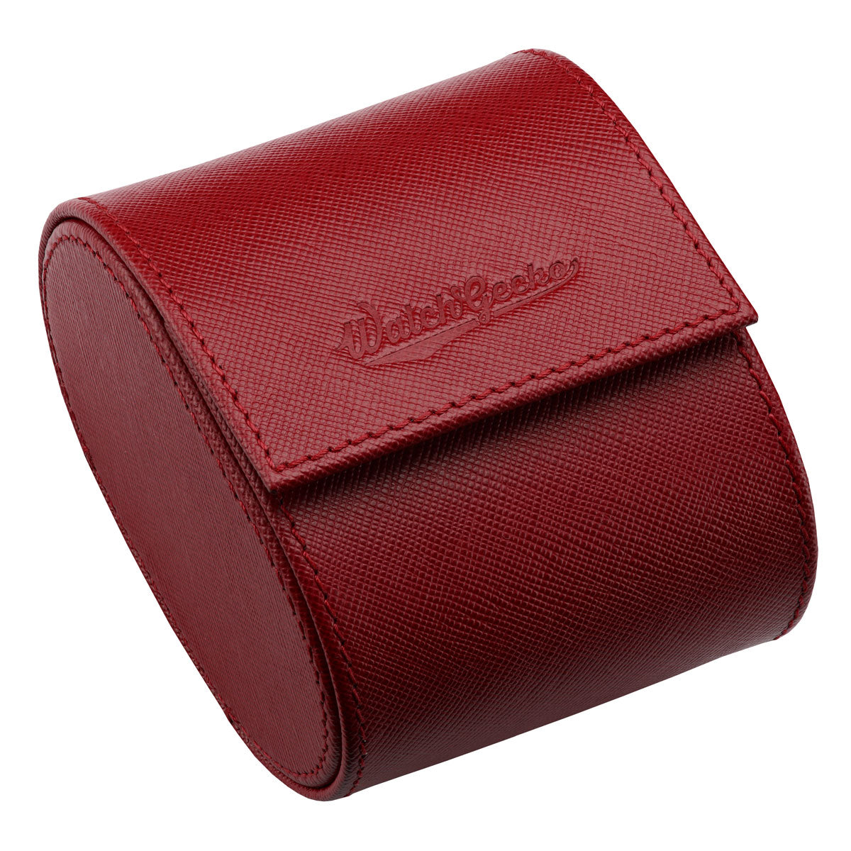 WatchGecko Single Leather Watch Case - Red / Beige